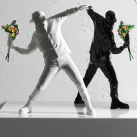 Coloré moderne abstrait fleur homme dessin animé Sculpture rue mur Art résine Graffiti conception modèle étanche léger