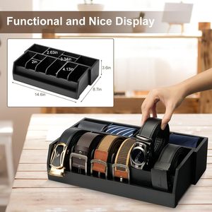 Màu đen 10 ngăn vành đai & <span class=keywords><strong>Tie</strong></span> lưu trữ vành đai tre tổ chức hộp - Product Image 4