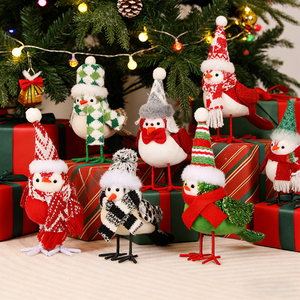 New <b>Christmas</b> Decorations Bird Figurines Plush Bird Doll <b>Christmas</b> Ornaments for Window Displays Children Gifts - Product Image 1