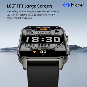 Montre connectée Miccell 1.85 TFT, prend en charge la surveillance de la fréquence cardiaque et de l'oxygène sanguin, appels, étanche IP68 - Product Image 6
