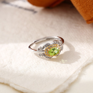 9 Anillos de Plata 925 de Alta Calidad con Piedra Natural Ovalada de 4*6mm, Ajustables, con Baño Electrolítico de Dos Tonos, Joyería de Cristal que No se Deslustra - Product Image 5