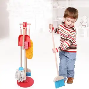 美国/非盟/欧盟供应商亚马逊热卖木制假装游戏厨房玩具清洁玩具儿童厨房套装玩具3岁以上儿童