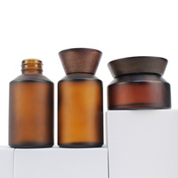 Stock disponible : Pot en verre à épaule inclinée avec couvercle en bambou noir mat, 200g, 100g, 50g, 30g, 20g, BB-153C