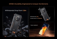Smartphone robuste Oukitel WP28 S, écran HD de 6,52 pouces, 10600 mAh, 8 Go (4+4) + 128 Go, Android 14, appareil photo 13 MP, téléphone portable