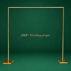 DKB Gold <b>Wedding</b> <b>Props</b> Stage Background Rack Background Iron Decorative Flower Rack Custom Gilded Gold <b>Wedding</b> square Arch Rack - Product Image 1