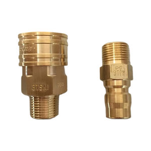 מתאם חיבור מהיר לצינור אוויר תעשייתי, נקבה, NPT 1/4 אינץ', פליז, ערכת מחבר ותקע, לחץ גבוה, משטח חלק - Product Image 3