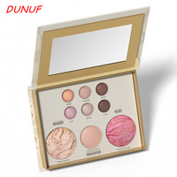DUNUF Palette de maquillage multi-usages 9 couleurs, imperméable, pour le contouring, les yeux, le blush, la poudre illuminatrice