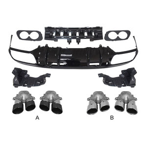Diffuseur de style C43 pour <span class=keywords><strong>Mercedes</strong></span> <span class=keywords><strong>Benz</strong></span> Classe C W205 <span class=keywords><strong>Coupé</strong></span> 2 portes et berline, diffuseur arrière avec sorties d'échappement, 2015-2021 - Product Image 1