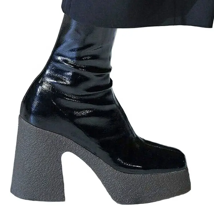 2024 elastische Plattform Knöchel-Stiefel klobig hohe Absätze stretch Stiefel Mode lässig modische Schuhe Damen-Hochschuhe