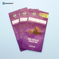 Sachet d'emballage alimentaire personnalisé imprimé en couleur sur trois côtés, en plastique mat refermable avec fermeture éclair, pour barres chocolatées et bonbons