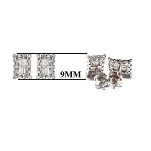 Boucles d'oreilles clous tendance en or blanc massif 18 carats avec diamants véritables taille baguette pour femme, idéales pour fiançailles et soirées – Vente en gros directe usine Chine - Product Image 2