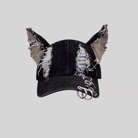 Gorra de béisbol de 6 paneles sin estructura de poliéster/algodón con orejeras para perro, ajustable, transpirable, impermeable, a la moda, con cierre a presión y remaches.