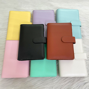 Creative macaron color A5 A6 leather 6 rings binder spiral notebook cover agenda planner organizer stationery for student's gift