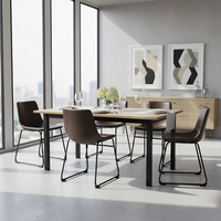 Chaises de salle à manger sans accoudoirs en cuir artificiel pour salon, modernes et élégantes. Whisky brun