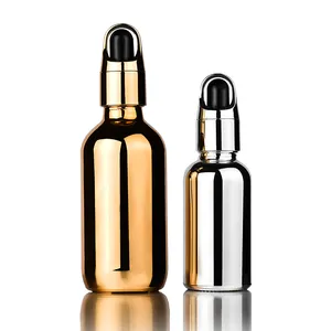 In Stock 5ml 10ml 15ml 30ml 50ml 100ml Essential Oil gold silver glass dropper bottle with cap