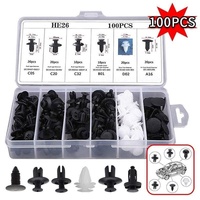 HE26 100 pièces – Kit de fixation automobile mixte pour panneaux de porte : épingles, rivets, vis et clips de retenue