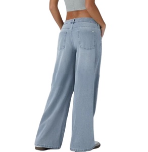Jeans à jambe droite taille haute pour femmes à la mode transfrontalière conception ample <span class=keywords><strong>avec</strong></span> marque de taille - Product Image 4