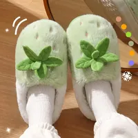 Mignonnes pantoufles d'intérieur roses en fourrure de fraise, chaudes et moelleuses, en peluche, pour femmes et filles, hiver 2026, à semelle épaisse et plateforme