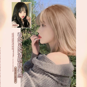 วิกผมบ๊อบสั้น Dm731 20 สีเบจทอง พร้อมหน้าม้า จัดทรงเต็มศีรษะ สำหรับผู้หญิง วิกผมแท้จากเหอหนาน - Product Image 3