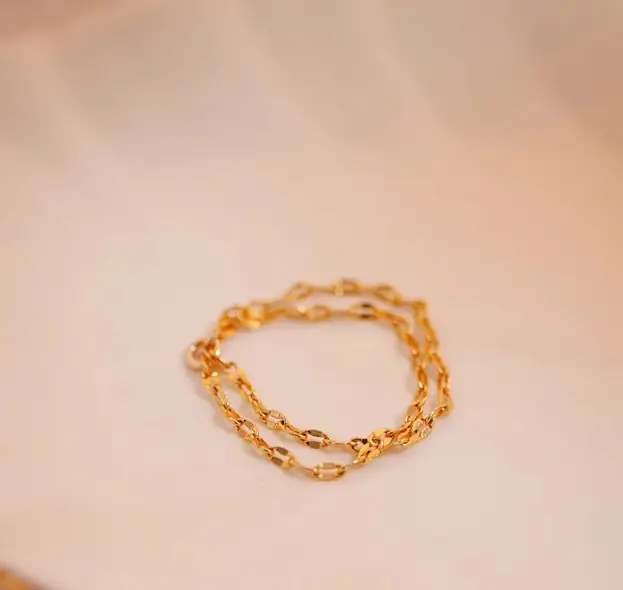 Anel de ouro permanente de ouro para presente, anel de ouro simples e delicado minimalista para presente de melhor amiga