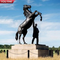Sculpture de cheval en bronze grandeur nature YOUFINE, statue de chevalier en métal pour l'extérieur, entrée de villa et décoration de jardin