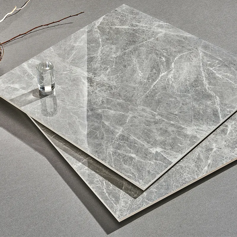 Foshan anti slip glazed polished Full body marble ceramic flooring tiles grey porcelain tiles