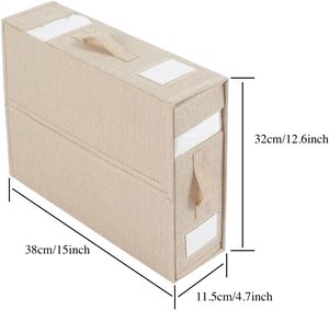 Boîte de rangement pliable rectangulaire en stock avec fermeture éclair, en tissu de lin, capacité supérieure à 35L pour le rangement des draps et de la literie - Product Image 4