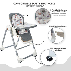 Chaise haute multifonctionnelle pour enfants, chaise haute pour bébé avec double plateau pour la chambre et la cuisine, structure en métal - Product Image 4