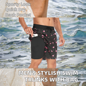 Men's Swimming <b>Trunks</b> <b>Boxer</b> <b>Trunks</b> Low Waist Washed Quick Dry Fashionable Back Bag Design Beach Pants Breathable - Product Image 2