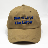 Gorra de Béisbol Dream Large Live Larger con Bordado 3D, Color Caqui, Algodón Lavado, Sin Estructura, con Logotipo Personalizado, Gorra Suave para Papá