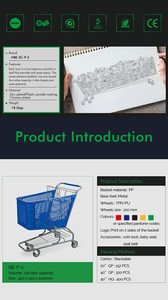 Highbright Blue <b>Plastic</b> Shopping <b>Trolley</b> with Metal Base for Supermarket & Retail Stores - Product Image 3