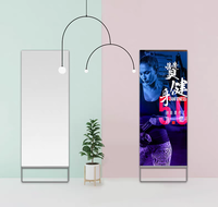 Miroir intelligent Android 4K interactif sur pied avec écran tactile IA pour affichage numérique, prêt pour les murs vidéo des magasins de détail et centres commerciaux