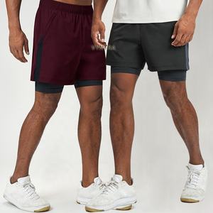 Heren Atletische Sneldrogende Kleurblokkering <span class=keywords><strong>2</strong></span> In 1 Fitness Hardlooptraining Gym Basketbal Actieve Sportbroek Met Zakken Voering - Product Image 4