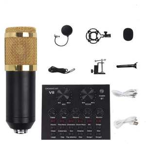 Set di Scheda Audio V8 Versione Inglese con Microfono Capacitivo BM800 per Computer, Canto dal Vivo, Influencer e Presentatori - Product Image 2