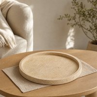 Plateau de service ovale en travertin naturel, design moderne et écologique, pour table basse, décoration intérieure, mariage, Ramadan