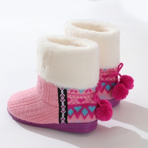 <strong>Womens</strong> <strong>Slipper</strong> <strong>Boots</strong> Warm House Shoes for <strong>Women</strong> Fuzzy Fleece Knitted Booties With Memory Foam - Product Image 3