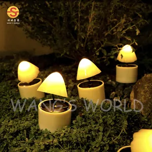 2024新设计蘑菇形太阳能庭院灯防水LED茶灯用于花园装饰品家居装饰