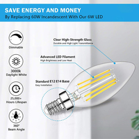 Ampoule à filament led 2W 4W C35 C35T 3000K 4000K 5000K 6500K E12/E14, scintillante