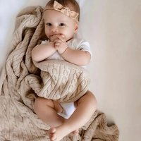 Couverture pour bébé en tricot de pur coton 100% pour nouveau-né personnalisée enfant en bas âge