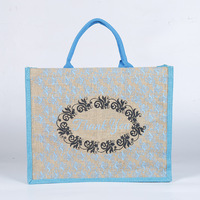 En gros de paille Plage Sac Durable Voyage Naturel Jute sublimation Sac Fourre-Tout