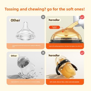 <span class=keywords><strong>Biberon</strong></span> en silicone pour nouveau-né avec poignée, large ouverture, design en arc, anti-chute, anti-colique pour bébés de 0 à 6 mois, petit modèle - Product Image 4