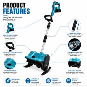 Souffleuse à neige sans fil portable de qualité industrielle, alimentée par batterie, autopropulsée, largeur de déblaiement de 22 pouces, moteur sans balais - Product Image 3