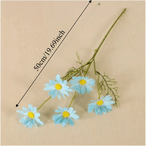 Ramo de 5 Cabezas de Margaritas Artificiales Blancas, <span class=keywords><strong>Amarillas</strong></span> y Rosas, Ramas Largas, <span class=keywords><strong>Flores</strong></span> Artificiales Económicas para Decoración de Fiestas, Hogar y Bodas - Product Image 6