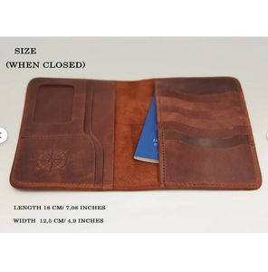 Funda de pasaporte de lujo de cuero genuino hecha a mano de primera calidad, tarjetero con bloqueo RFID, cierre plegable, diseño elegante duradero - Product Image 2