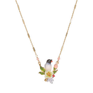 Collar con colgante de flor blanca y pájaro de las buenas <span class=keywords><strong>noticias</strong></span> en 3D esmaltado, joyería de animales linda para mujer - Product Image 5