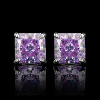 Parure de bijoux avec clous d'oreilles scintillants, motif carré taillé en fleur de glace, accessoires de mode transfrontaliers européens et américains