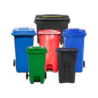 Poubelle mobile en plastique HDPE pour extérieur, 120L/240L/360L/660L/1100 litres, avec couvercle et pédale