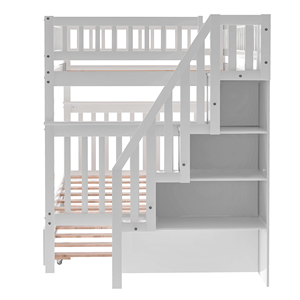<span class=keywords><strong>Lit</strong></span> superposé moderne en bois massif avec <span class=keywords><strong>lit</strong></span> <span class=keywords><strong>gigogne</strong></span> et escalier de rangement pour chambre de garçons et de filles - Product Image 6