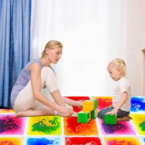 Esteras sensoriales para Autismo de 50CM, almohadilla de <span class=keywords><strong>Gel</strong></span> para azulejos líquidos de suelo cuadrado para aliviar el estrés educativo, juguetes para niños - Product Image 4