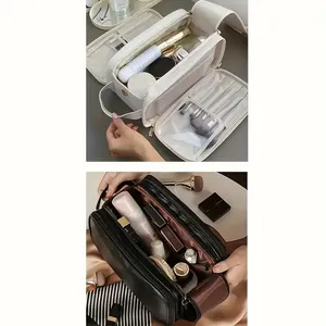 Rộng rãi chống nước <span class=keywords><strong>trifold</strong></span> mỹ phẩm túi zippered PU trang điểm bàn chải đồ dùng cá nhân lưu trữ Stain phai kháng cho du lịch - Product Image 6